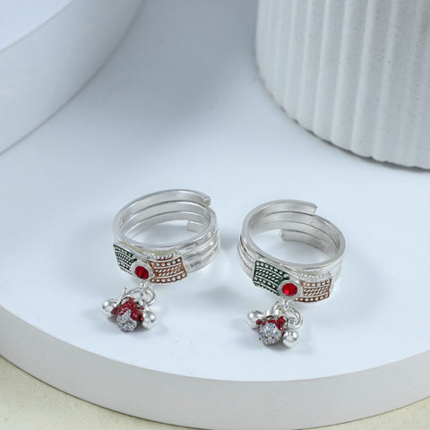Aarna Ghungroo Charm Silver Toe Rings