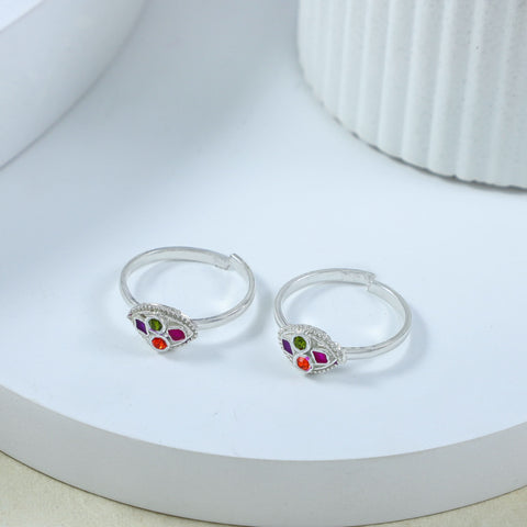 Niya Color Bloom Silver Toe Rings