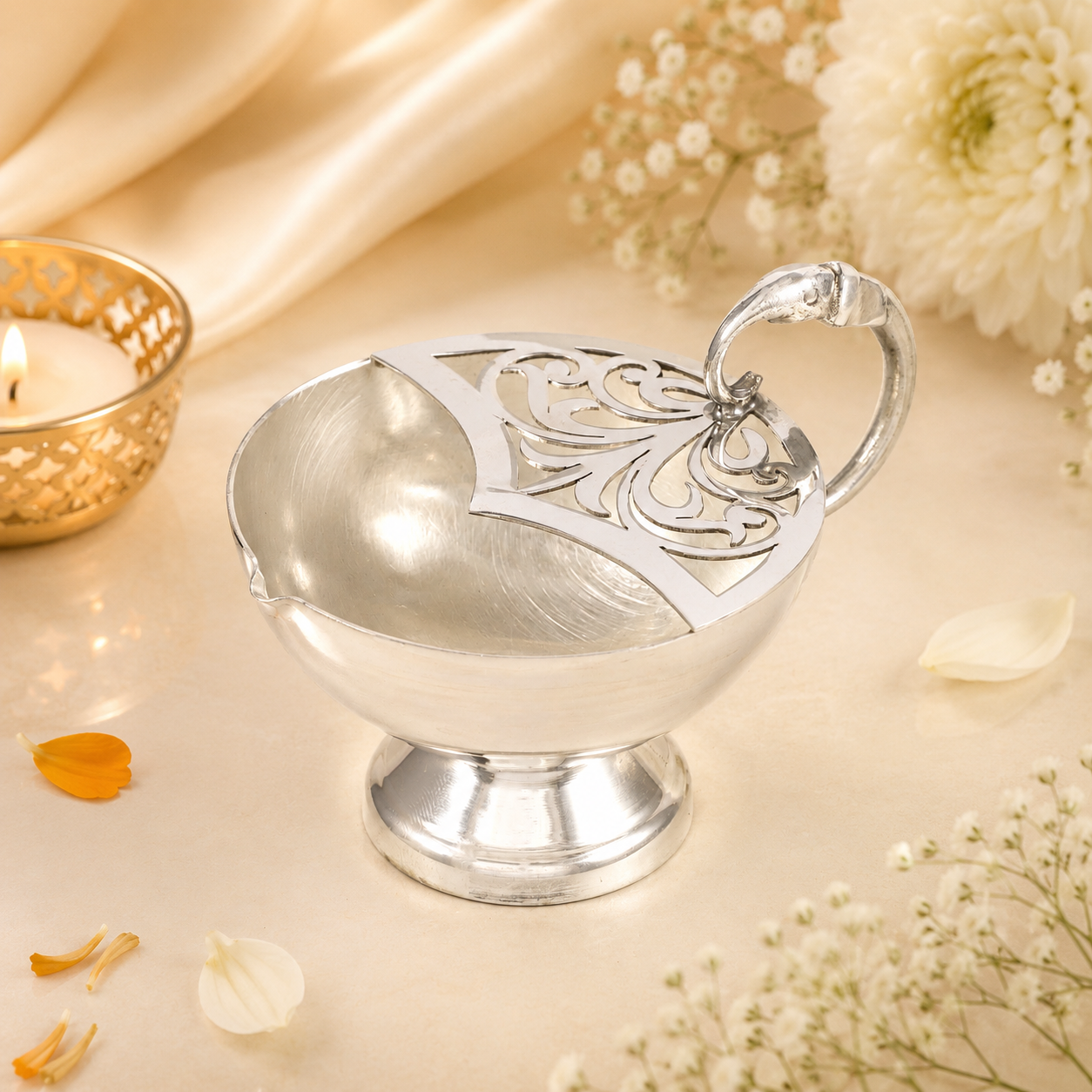 Royal Swan Silver Diya