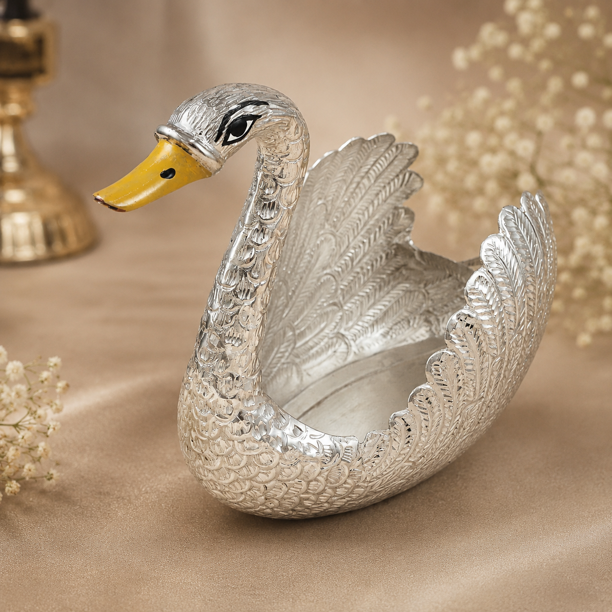Divine Duck Shaped Silver Bowl