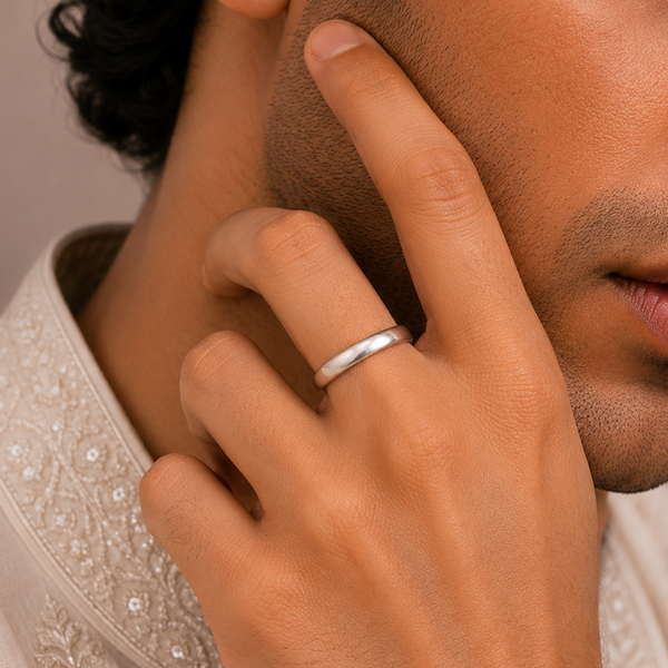 Classic Plain Band Silver Ring For Him