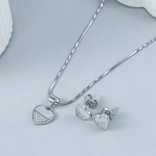 Teena Crystal Heart Silver Pendant Set