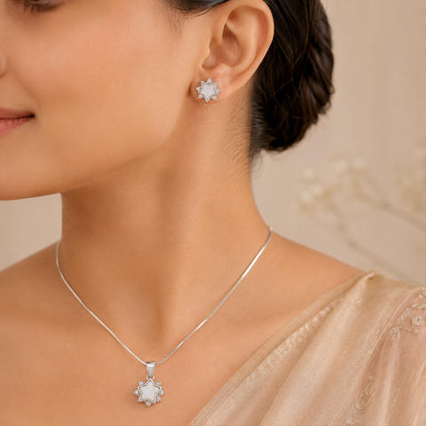 Twinkle Star Silver Pendant Set