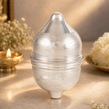Auspicious Floral Silver Nariyal