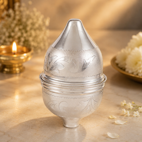 Classic Floral Silver Nariyal