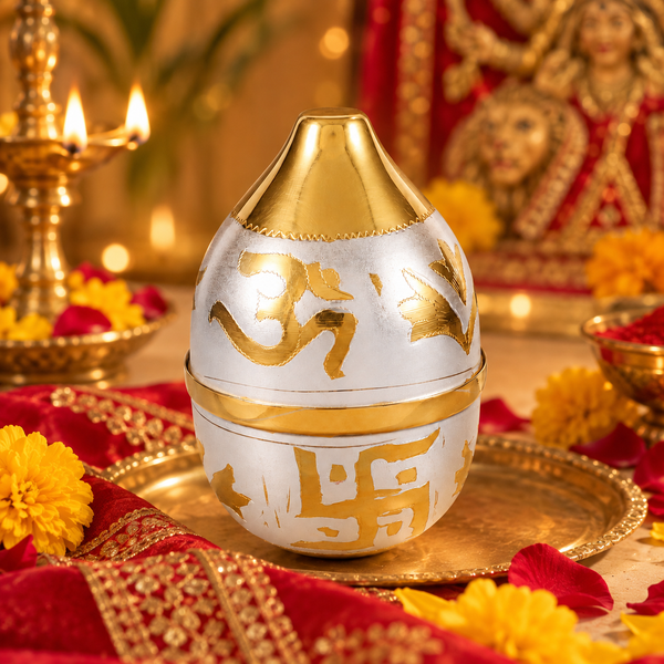 Om Swastik Silver Nariyal