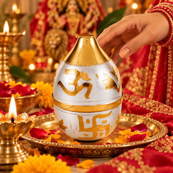Om Swastik Silver Nariyal