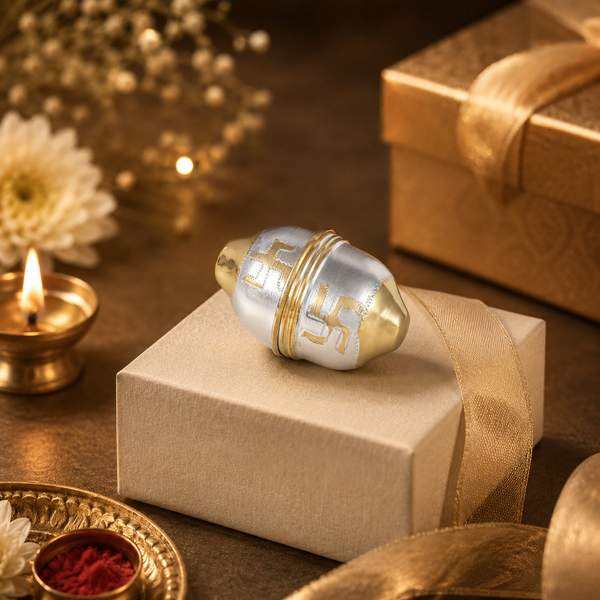 Shubh Swastik Silver Nariyal