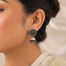Aamaya Verdant Petal Silver Jhumki