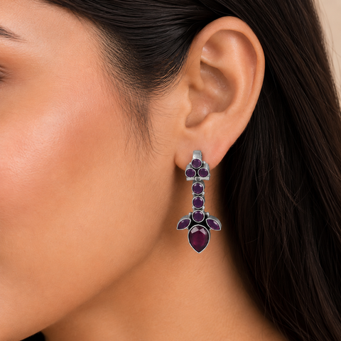 Devanshi Scarlet Shine Silver Earrings