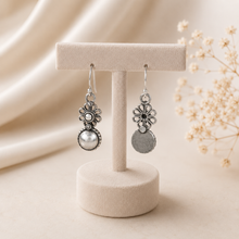 Inaaya Ethnic Floral Danglers Silver Earrings