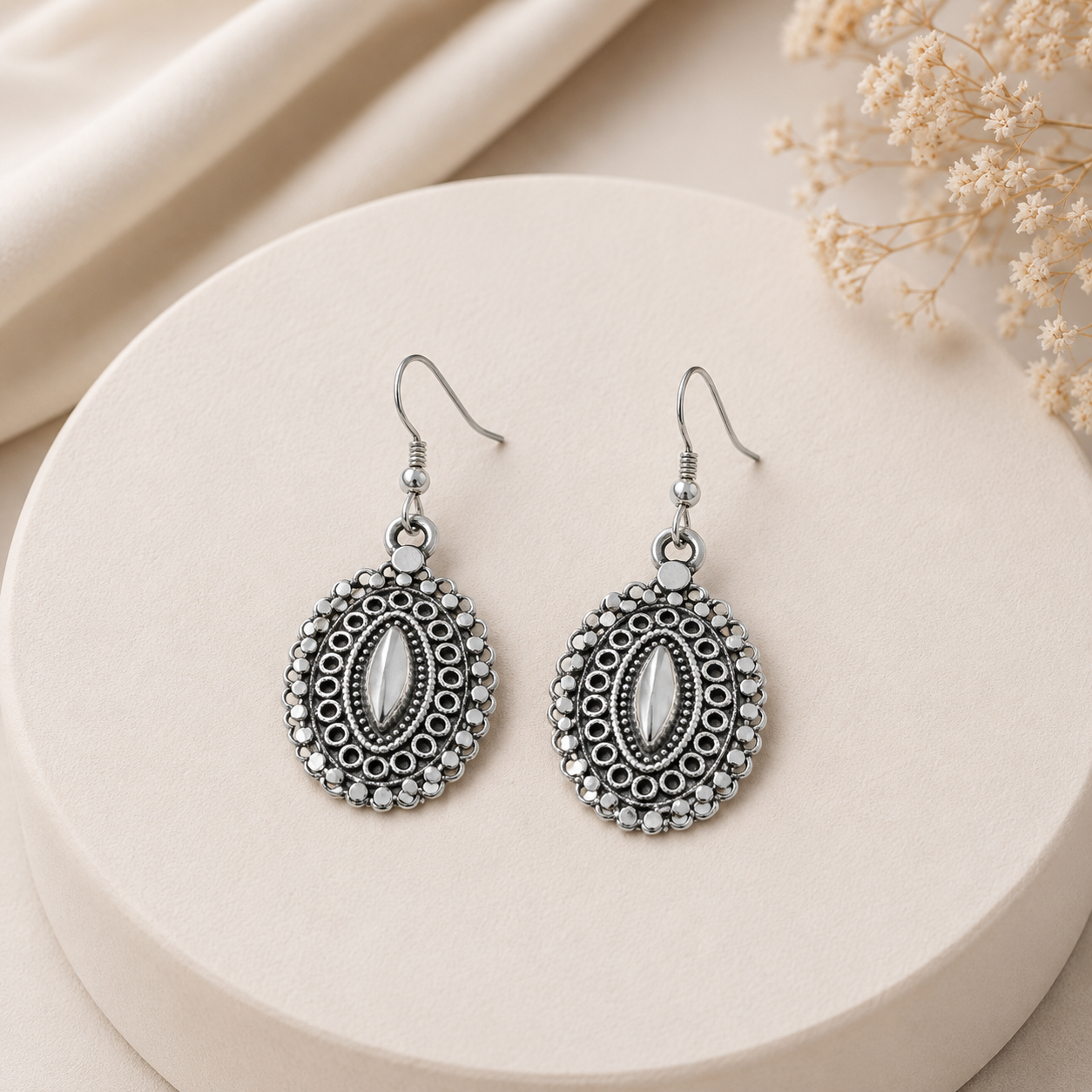 Jasmin Oval Grace Silver Earrings