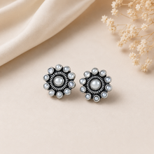 Kavya Vintage Style Pearl Silver Earrings