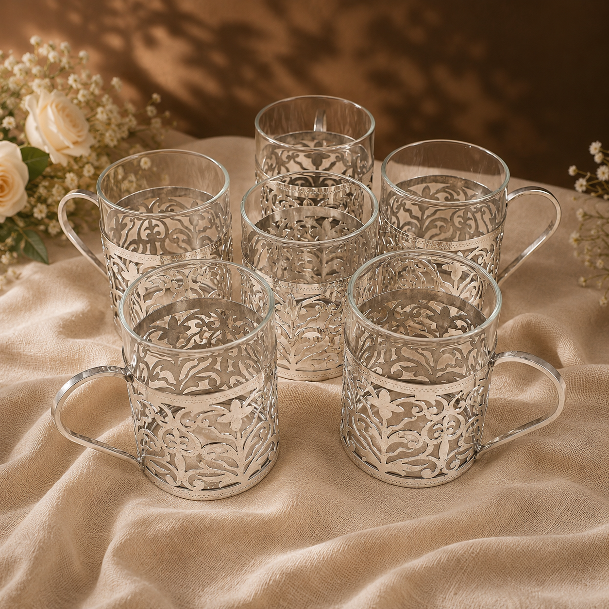 Fancy Silver Cup Set