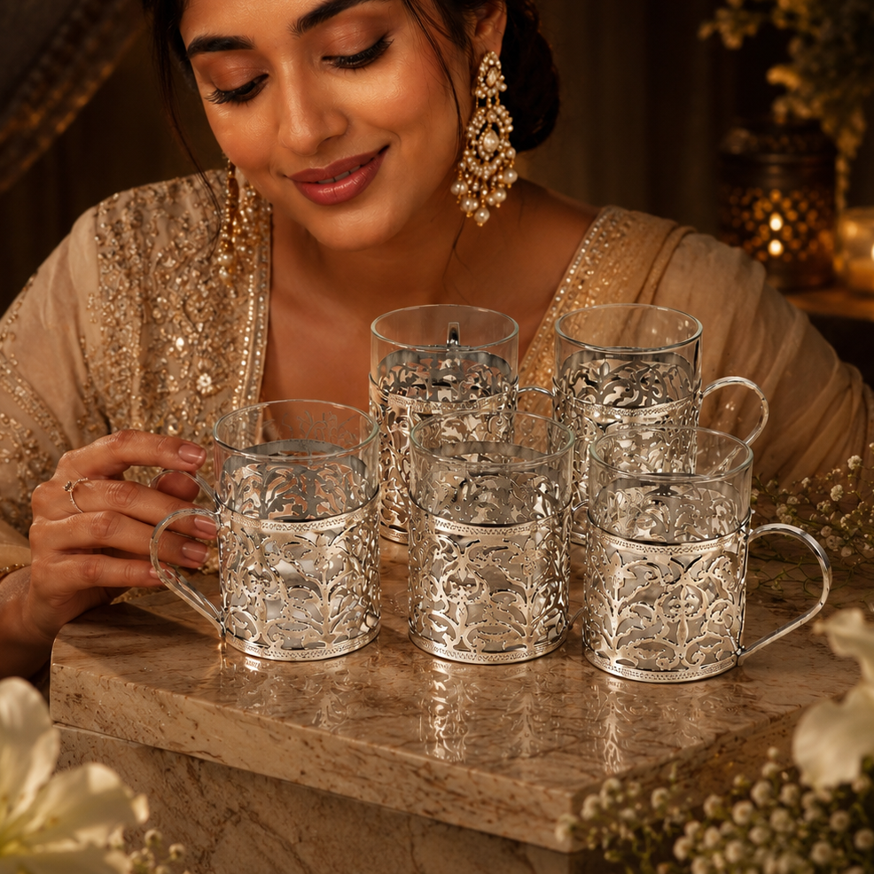 Fancy Silver Cup Set