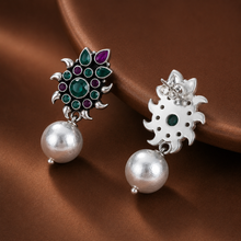 Tanvi Emerald Bloom Silver Earrings
