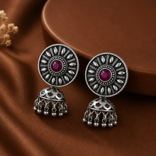 Tanisha Antique Elegant Chakra Silver Jhumki