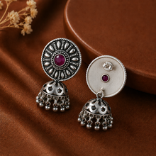 Tanisha Antique Elegant Chakra Silver Jhumki