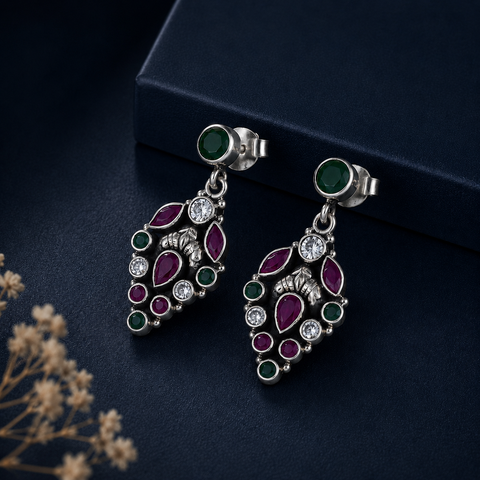 Unnati Dual Tone Regal Silver Earrings