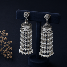 Vanya Pearl Flow Cascade Silver Jhumki