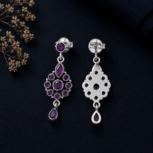Vedika Gulnaar Floral Danglers Silver Earrings