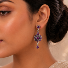 Vedika Gulnaar Floral Danglers Silver Earrings