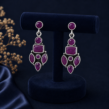Pooja Ruby Charm Silver Earrings