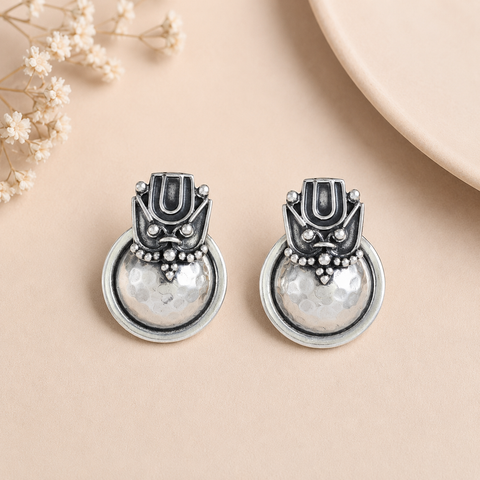 Riya Tribal Dome Silver Earrings