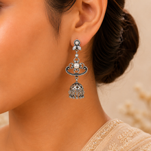 Floral Pearl Drops Silver Jhumki