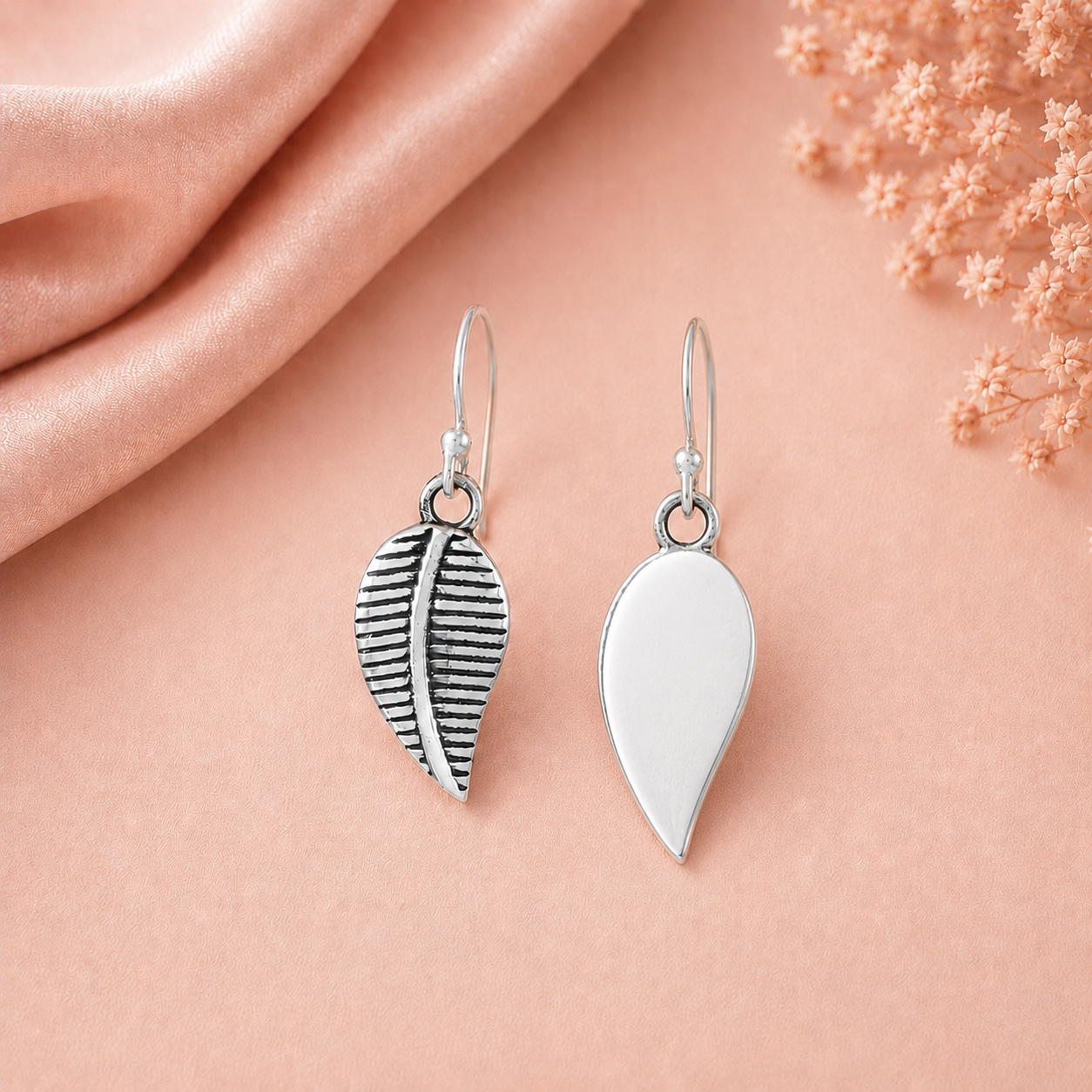 Alaya Leaf Danglers Silver Earrings