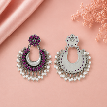 Ishika Floral Chand Drop Silver Earrings