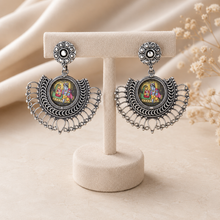 Radha Krishna Charm Silver Earrings