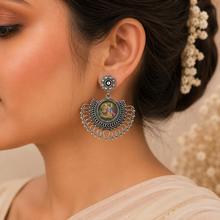Radha Krishna Charm Silver Earrings