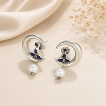 Riddhima Moon Pearl Drops Silver Earrings