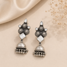 Devika Antique White Pearl Silver Jhumki