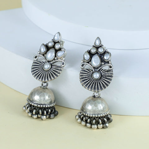 Avika White Pearl  Glow Silver  Jhumki