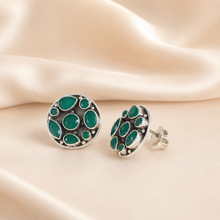 Navika Minimal Green Stone Silver Earrings