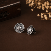 Eshwari  Rustic Floral Charm Silver Earrings