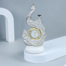 Antique Peacock Table  Silver Clock