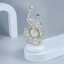 Antique Peacock Table  Silver Clock