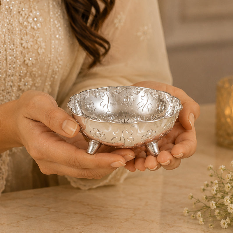Luxury Flower Silver Bowl