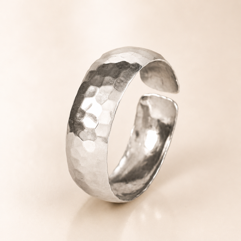 Raw Elegance Silver Cuff Bracelet