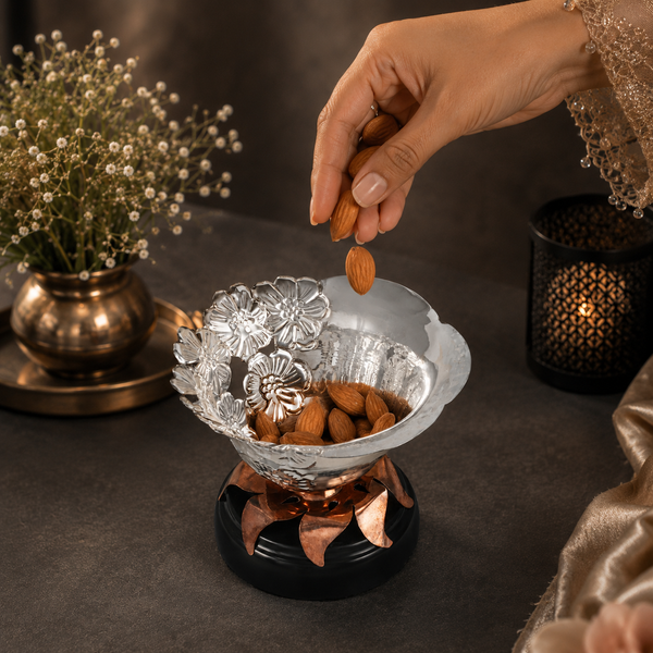 Designer Floral Silver Bowl