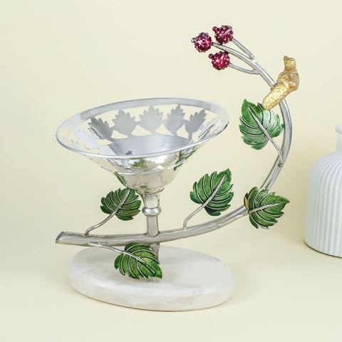 Floral Bird Silver Bowl