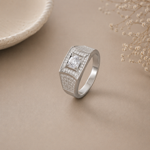 Arjun Luxe Square Glow Silver Ring For Him