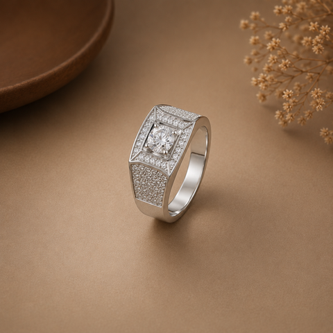 Yuvan Hexa Shine Silver Ring For Him