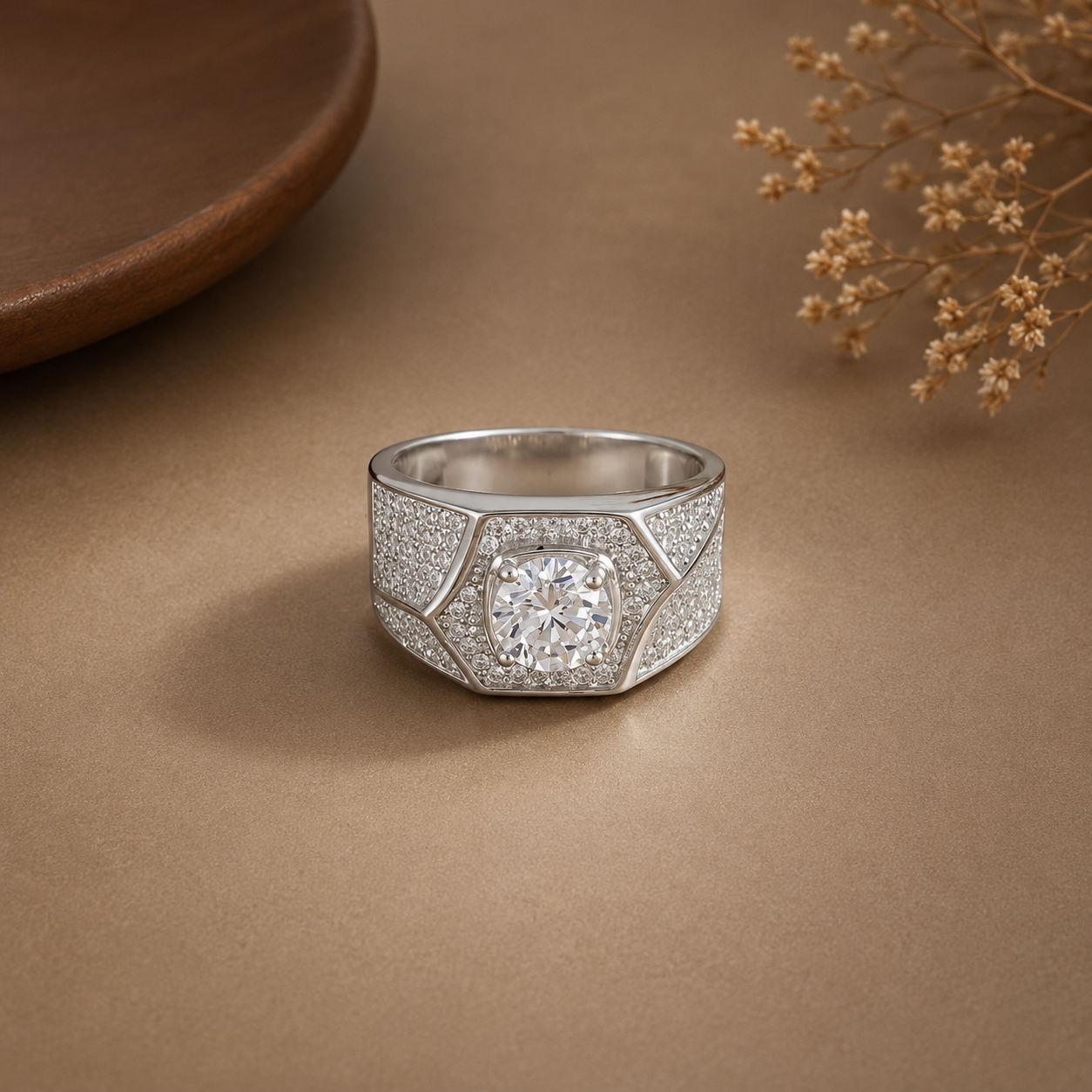 Yuvan Hexa Shine Silver Ring For Him