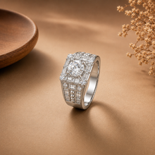 Rajveer Prestige Square Silver Ring For Him