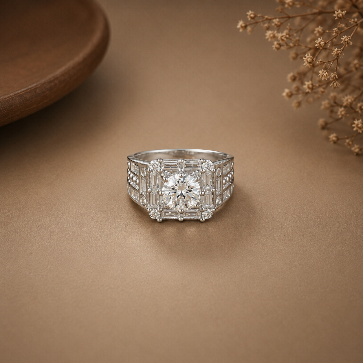 Rajveer Prestige Square Silver Ring For Him