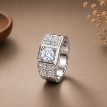 Rajveer Royal Grid Silver Ring For Him